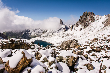 Randonnée du lac Presset – Montée vers le col du Grand Fond – Lac de Presset, refuge et Pierra Menta