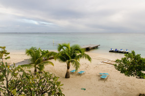 Hôtel Hilton Moorea – Vue depuis le petit-déjeuner Hôtel Hilton Moorea – Vue depuis le petit-déjeuner